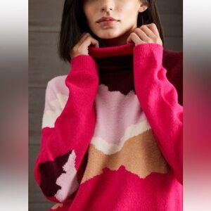 IBLUES by MaxMara Label-cut Pink Turtleneck Sweater Size: Medium Winter/ Spring